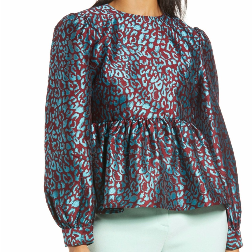 Halogen (Nordstrom) x Atlantic Pacific Leopard Peplum Top